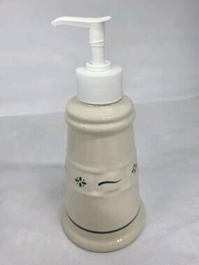 Longaberger Woven Traditions Green Pottery SOAP Lotion DISPENSER USA